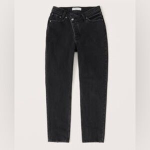 Abercrombie Criss Cross Black Curve Love High Rise Dad Jeans